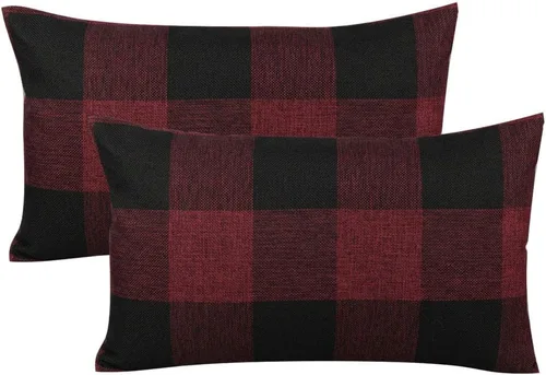 Miniatura 20 de VAKADO Fundas de Almohada Decorativas Rosas para San Valentín 16x16 Juego de 2 Buffalo Día de San Valentín Decorativas Gingham Casa de Campo Cuadros