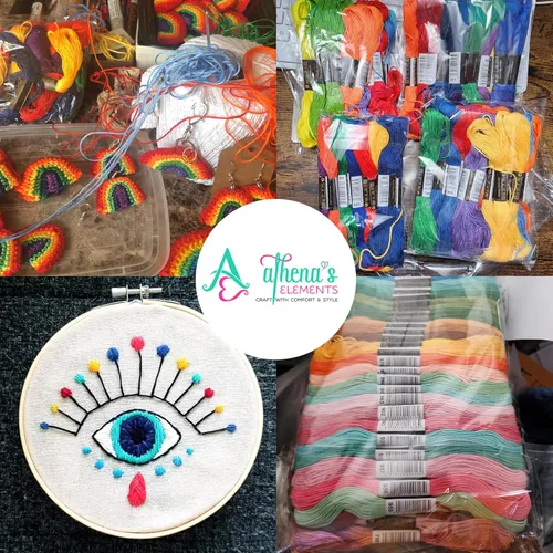 Miniatura 4 de Athena's Elements Kit de bordado de 276 piezas, kits de punto de cruz, kit de cuerda de pulsera de amistad con caja organizadora, incluye 100 hilos