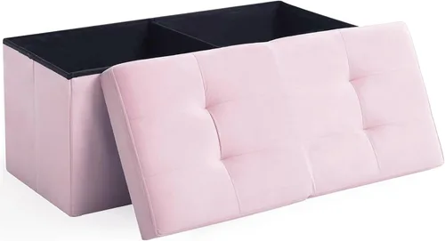 Miniatura 13 de Otomano de Almacenamiento Cúbico Pequeño, Reposapiés Plegable, Asiento Cuadrado, Otomano Acolchado de Lino Beige