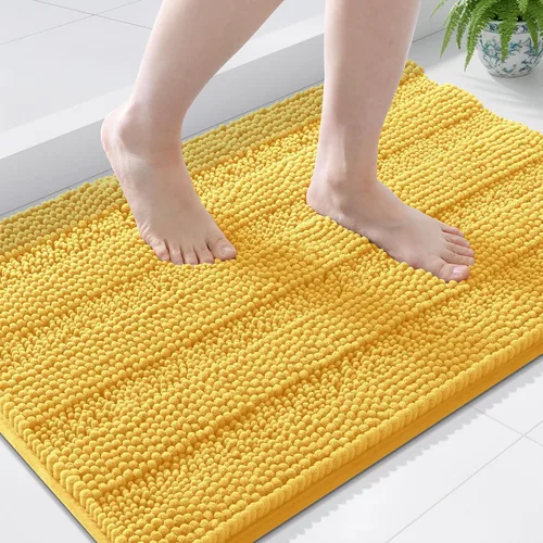 Miniatura 251 de Grandaily Alfombras de baño de felpilla a rayas de 24 x 16 pulgadas, extra gruesas y suaves, absorbentes, parte trasera de goma, alfombra de ducha