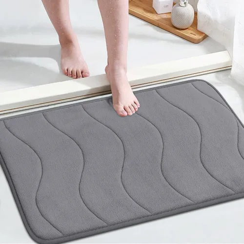Miniatura 21 de Flamingo P Alfombra de Baño de Espuma Viscoelástica Tapetes de Baño Alfombra Antideslizante Absorbente de Agua para Ducha, 24x17 pulgadas, Verde Aqua