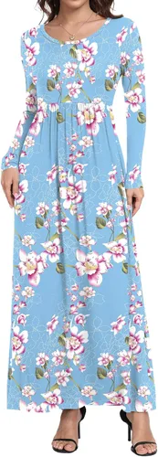 Miniatura 2 de HAOMEILI - Vestido largo de manga cortalarga, holgado, liso, informal y con bolsillos para mujer