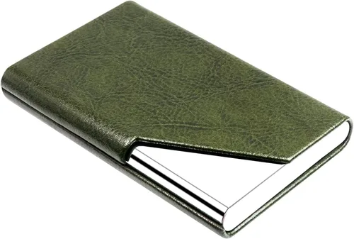 Miniatura 13 de Padike Soporte para tarjetas de visita, funda de cuero mejorada, tarjetero de bolsillo para hombres o mujeres, soporte delgado de metal para Y-BU