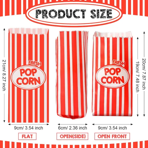 Miniatura 2 de 300 bolsas de papel para palomitas de maíz a granel de 1 onza desechables de carnaval, bolsas rojas para golosinas, accesorios para máquina