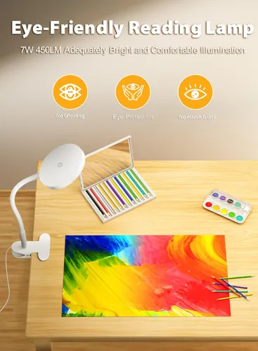 Miniatura 2 de deeloop Luz LED con clip, 100% infinita regulable para libros de lectura en cabecera de cama, lámpara de escritorio de control táctil de 450 lm