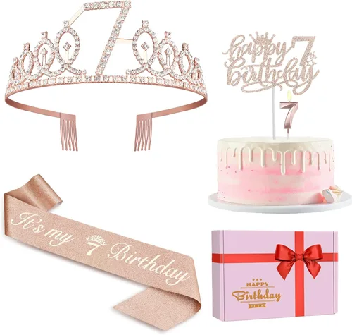 Miniatura 49 de Decoraciones de cumpleaños número 13 para niñas, incluyendo corona/tiara de cumpleaños 13, banda oficial para adolescentes y decoración de pastel