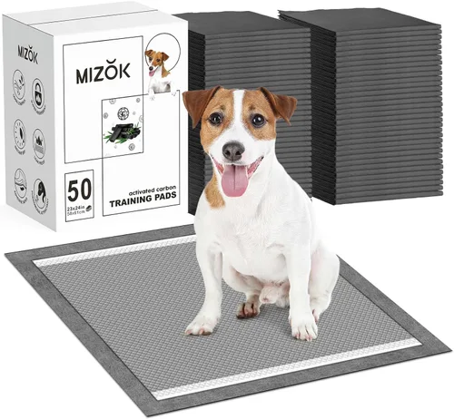 Miniatura 12 de MIZOK Almohadillas para cachorros para perros de 23 x 24 pulgadas, almohadillas para mascotas que eliminan el olor a carbón para perros, absorben
