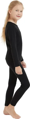 Miniatura 2 de Girl Kids Merino Wool Base Layer Set Top and Bottom Thermal Underwear