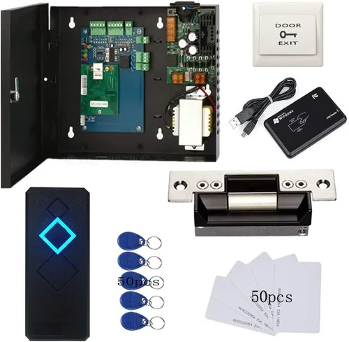 Cerradura de huelga eléctrica completa TCP/IP red de control de acceso de una sola puerta Kits de sistema con fuente de alimentación de metal de 110