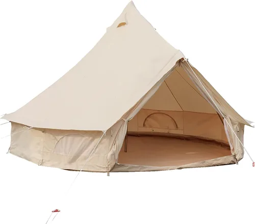 Miniatura 10 de Happybuy Tienda de campaña de lona – 4 estaciones transpirable 100% algodón lona Yurt – con estufa Jack, tienda de campaña glamping de lujo