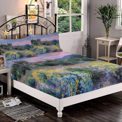 Miniatura 22 de Juego de sábanas decorativas tamaño individual XL, juego de sábanas bajeras con bolsillos profundos de cactus y 2 fundas de almohada
