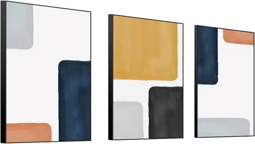Miniatura 2 de Arte para pared enmarcado para pared, lienzo abstracto moderno, juego de 3 piezas de impresiones pintadas, estilo bohemio para sala de estar, baño