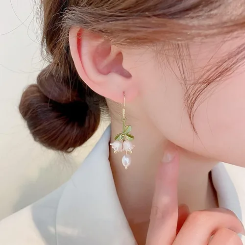 Miniatura 2 de RXTSLOK Lily of the Valley Necklace Flower Jewelry Earrings Bracelet Gift for Women Mom Friends Bride Weding Spring Summer