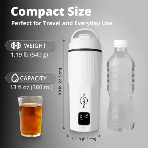 Miniatura 6 de Hervidor Eléctrico de Viaje - Acero Inoxidable 316, Hervidor de Té Portátil y Calentador de Agua, Hervidor de Agua Portátil de 450ml, 6 Ajustes
