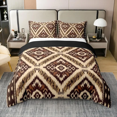 Miniatura 17 de Juego de ropa de cama 100% algodón exótico con funda de edredón individual, diseño tribal, suroeste americano, étnico, bohemio, abstracto