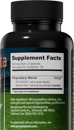 Miniatura 2 de Percepta Suplemento cerebral deportivo para atletas - Suplemento natural para la salud cerebral a base de plantas - Mejora el rendimiento