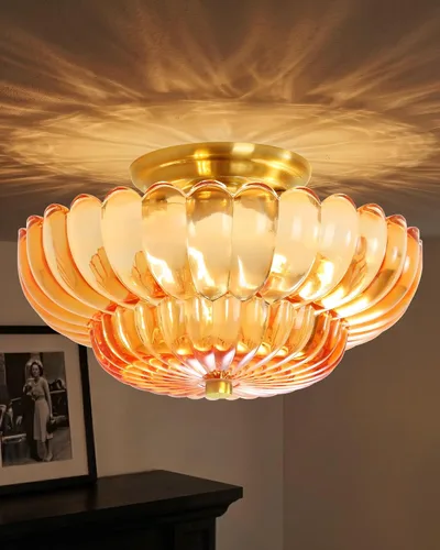Miniatura 22 de Luces de Techo Semiempotradas Lámpara de Techo de Cristal Marrón Candelabros Base Negra Iluminación Moderna Accesorio de Luz Adecuado para Sala