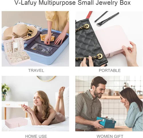 Miniatura 6 de V-LAFUY Organizador de viaje de joyería, joyero de viaje, organizador de joyas de viaje, cajas de joyería de viaje para mujeres, joyero portátil