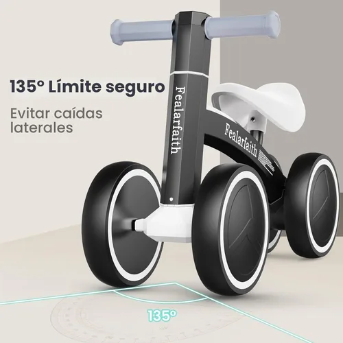 Miniatura 5 de Bicicleta de equilibrio para bebés de 1 año, niños y niñas, primera bicicleta para niños con 4 ruedas de iluminación colorida Bicicleta de 28-negro
