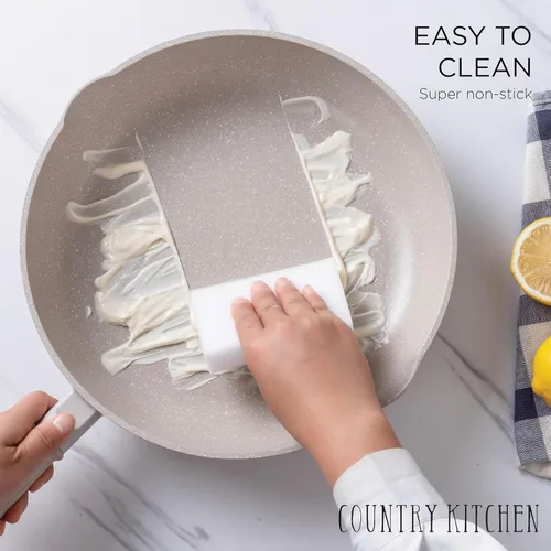 Miniatura 5 de Juego de utensilios de cocina antiadherentes de aluminio fundido Country Kitchen - Utensilios de cocina duraderos para cocina diaria, mango redondo