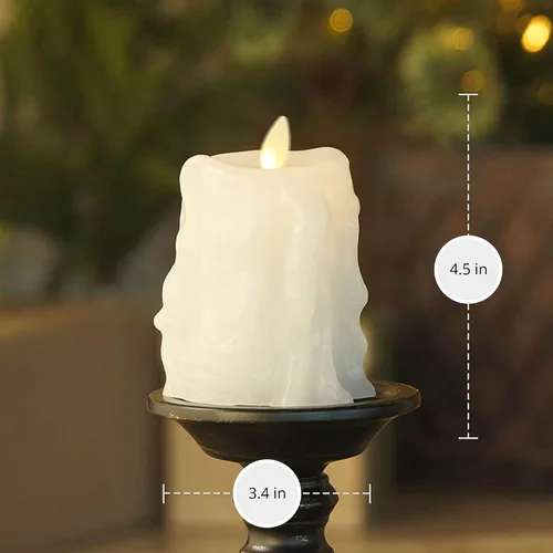 Miniatura 8 de Luminara - Vela LED sin llama de cera pesada, blanca, 3.4" x 4.5", con función de temporizador, pila de cera real, funciona con batería, sin Blanco