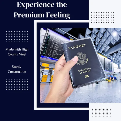 Miniatura 6 de Funda transparente para pasaporte (paquete de 6) – Protector de pasaporte con ranuras para tarjetas y boletos, soporte de plástico impermeable