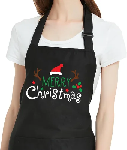 Divertido delantal de Navidad para mujeres y hombres con 2 bolsillos, delantales de cocina de Navidad, regalo para panaderos, mamá, papá, esposa,