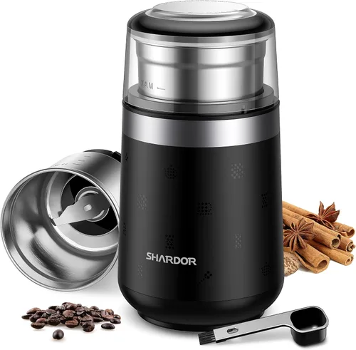 Miniatura 19 de Shardor - Molinillo ajustable de grano de café eléctrico, para hierbas/especias, molinillo de espresso con 1 cuenco extraíble de acero inoxidable