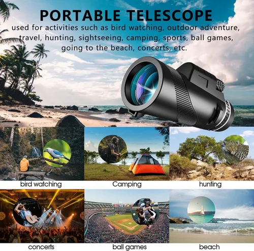 Miniatura 6 de Monocular-Telescopio 80x100 Monoculares de alta potencia de alta definición para adultos de alta potencia con adaptador de teléfono inteligente