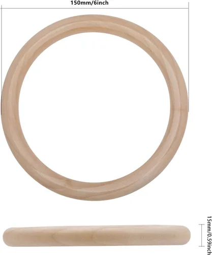 Miniatura 2 de CHGCRAFT 6 anillos de madera sin terminar de 6 pulgadas, anillos de cortina de madera para barra de cortina, anillos de cortina, manualidades