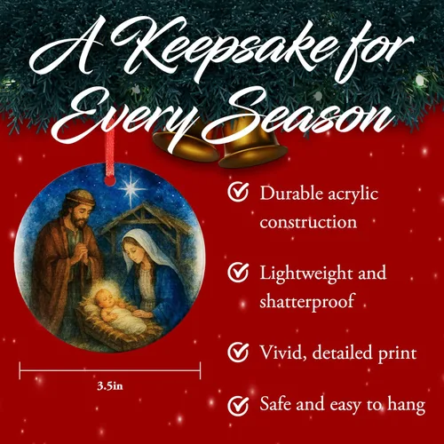Miniatura 3 de Escena de Nacimiento de la Sagrada Familia Adorno de Acrílico - Decoración Católica y Cristiana para Navidad - Estrella de Belén, Adornos