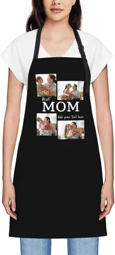 Delantales personalizados para mujer, diseño de delantal de chef ajustable con nombre, textos, fotos, flores, regalos para el día de la madre