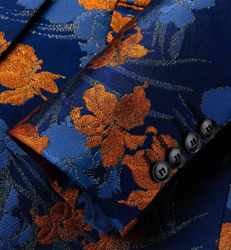 Miniatura 4 de MOGU Chaqueta de esmoquin elegante para hombre, diseño floral, ajustada, para fiesta de graduación diaria