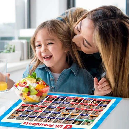 Miniatura 9 de Simply Magic 5 manteles individuales para niños, antideslizantes, lavables y reutilizables, manteles individuales educativos: Mapas del mundo