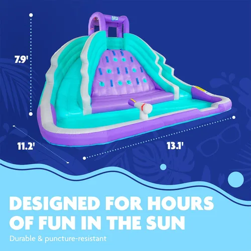 Miniatura 3 de SUNNY & FUN Ultra Climber - Parque inflable de tobogán acuático – Resistente para diversión al aire libre – Pared de escalada, dos toboganes y Morado