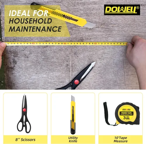 Miniatura 2 de DOWELL Juego de herramientas para el hogar de 40 piezas, color amarillo, kit de herramientas manuales para el hogar con caja de herramientas