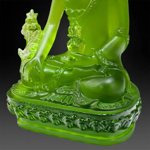 Miniatura 3 de Houlu Estatua de Buda de la medicina tibetana, 4.13 pulgadas, figura de Buda curativa de cristal Liuli para la salud (verde)