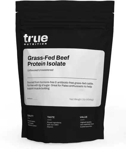 Miniatura 10 de True Nutrition Polvo aislado de proteína de carne de res alimentada con pasto – 1.02 oz de proteína por porción – Cero carbohidratos, sin grasa, sin