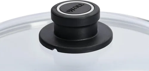 Miniatura 3 de Woll Vidrio templado con borde de acero inoxidable y perilla ventilada tapa redonda, 11 3/4 pulgadas, transparente