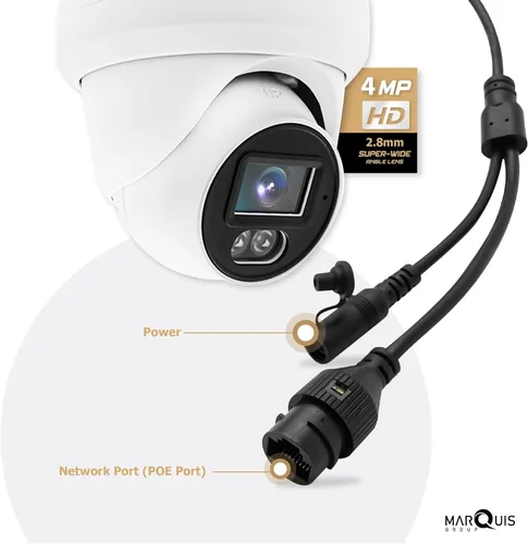 Miniatura 5 de Cámara domo de torreta IP Marquis de 4 MP PoE con micrófono/audio, cámara de seguridad IP para exteriores, resistente al agua IP66, lente gran