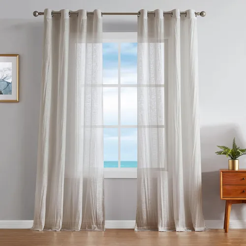 Miniatura 16 de Nautica - Cordelia - Cortina transparente aplastada Cortinas para ventana Cortinas ligeras Juego de 2 paneles Transparente Cabecera