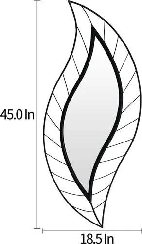 Miniatura 2 de ironsmithn Espejo Decorativo de Pared, Espejo de Lágrima de Hoja con Marco de Metal, 45" x 18.5" Espejo Negro Montado en la Pared para Tocador