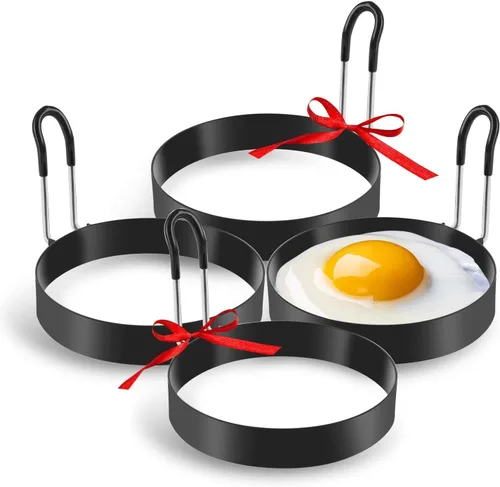 Miniatura 5 de Anillos de acero inoxidable para cocinar huevos, molde para freír panqueques, huevos y tortillas, 4