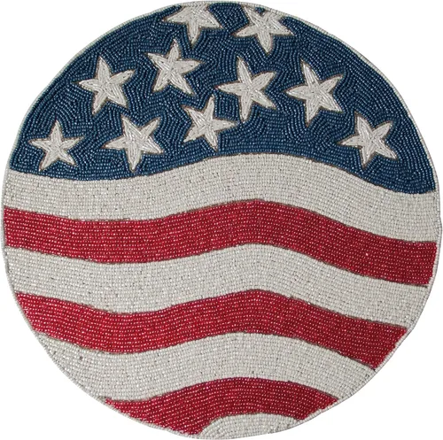 Miniatura 6 de Decozen Manteles individuales patrióticos con cuentas, juego de 4 a 14 pulgadas, 4 de julio, bandera estadounidense, libertad, estrellas, Pm2 Azul
