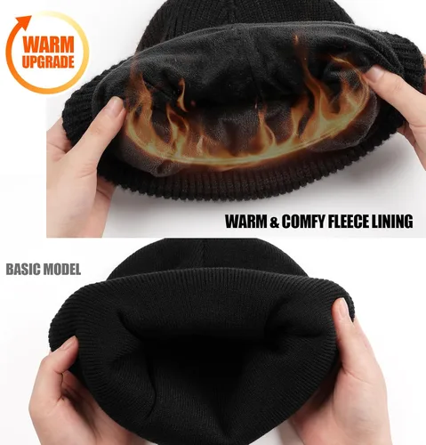 Miniatura 2 de MELASA Gorro de invierno con forro polar LED, recargable por USB, gorro cálido con luz integrada, regalos para hombres, papá, esposo, él