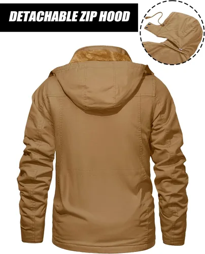 Miniatura 4 de MAGCOMSEN Chaqueta de invierno para hombre, con forro polar de algodón, chaquetas cálidas para trabajo, abrigos militares con 6 bolsillos