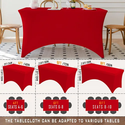 Miniatura 35 de Famstar Paño de Mesa Negro de 4 Pies de Elastano, Paño de Mesa Ajustado para Mesas Rectangulares, Fundas Elásticas Lavables Sin Arrugas