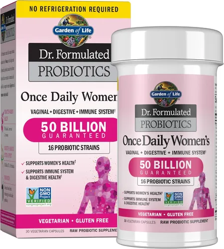 Garden of Life Once Daily Dr.- Probióticos formulados para mujeres, 50 mil millones de UFC, 16 cepas probióticas con orgánico para la salud