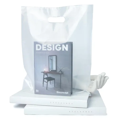 Miniatura 5 de 100 bolsas transparentes con asas de 12 x 15 pulgadas, ideales para mercancías, venta al por menor y compras, bolsas de regalo de plástico de 2 mil