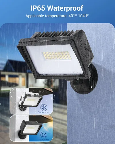 Miniatura 5 de DEWENWILS - Luz LED de inundación de 65 W para exteriores con montaje en nudillos, luz de seguridad LED impermeable IP65 superbrillante de 6670 lm